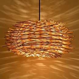 Lustre Mini Style Lanterne Bois Bambou