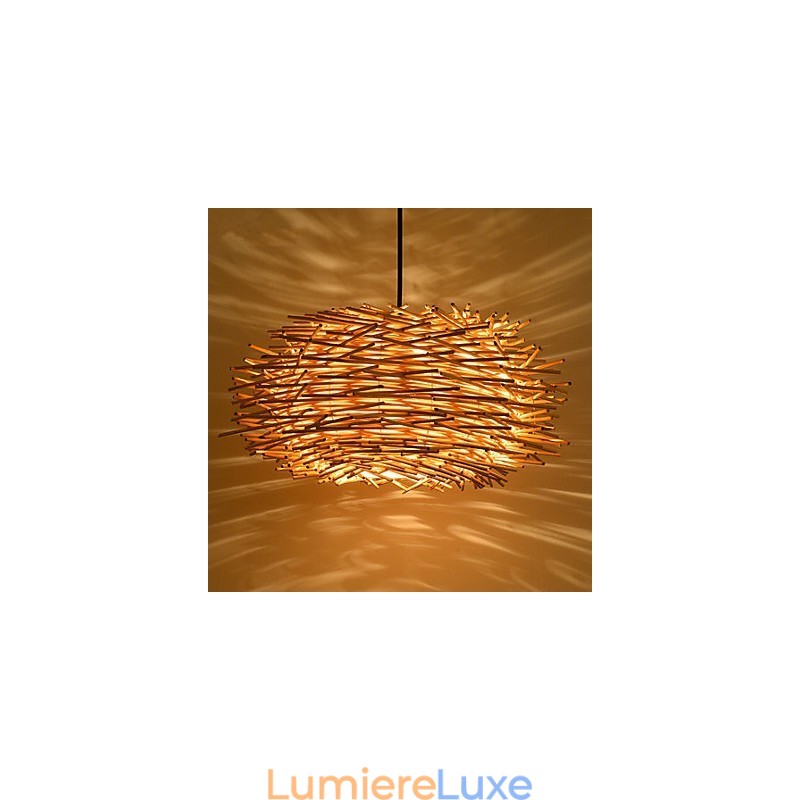 Lustre Mini Style Lanterne Bois Bambou