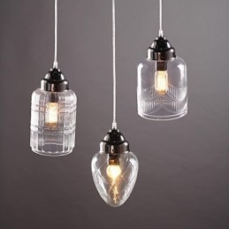 Suspension en verre nickelé style moderne, contemporain, traditionnel, classique, vintage, style campagne, salle à manger