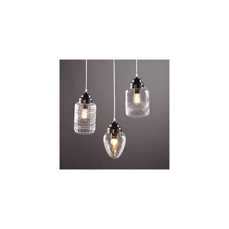 Suspension en verre nickelé style moderne, contemporain, traditionnel, classique, vintage, style campagne, salle à manger