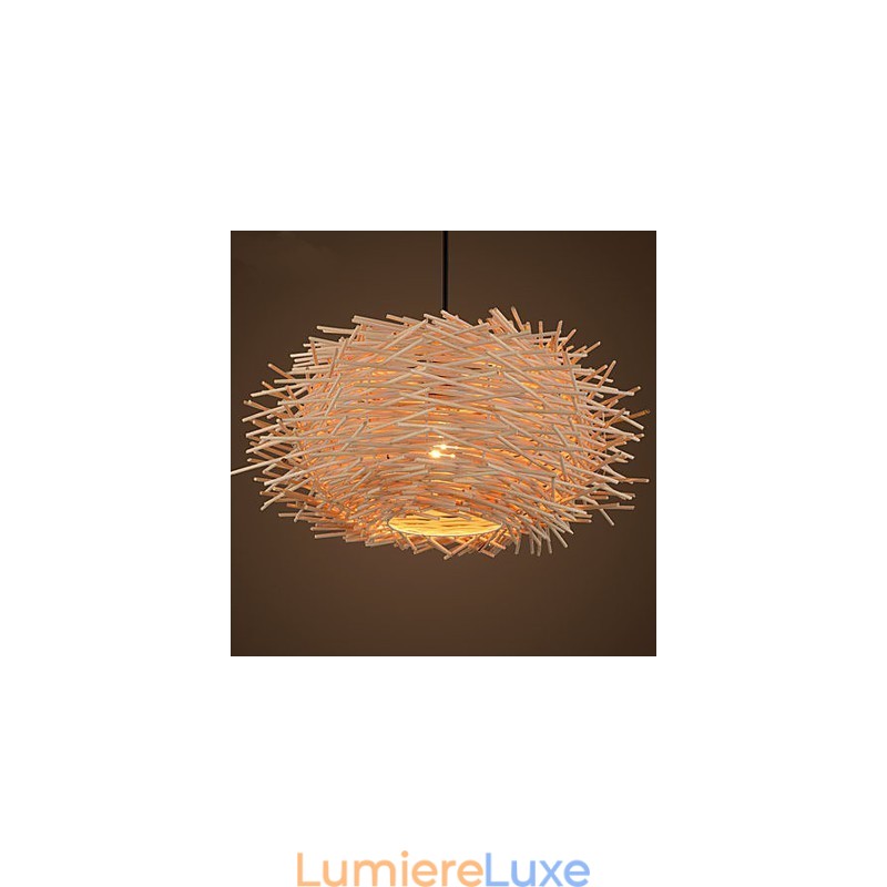 Lustre Mini Style Lanterne Bois Bambou