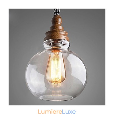 Suspension boule de cristal ronde en bois vintage (diamètre 19 cm) Suspension boule de cristal ronde en bois vintage (diamètre 19 cm)