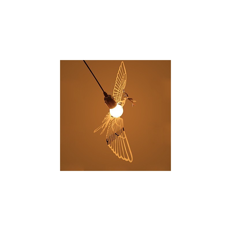 Lampe suspendue en forme d'oiseau en acier inoxydable, design créatif et moderne