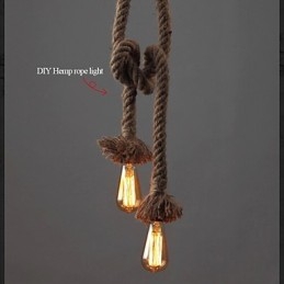 1 lustre créatif en corde de chanvre, 100 cm de long, avec 1 ampoule.