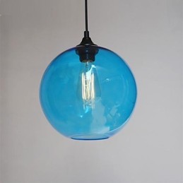 Suspension moderne en verre au design rond et bleu à bulles