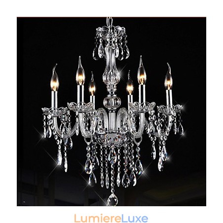 Lustre suspendu en cristal K9 à 6 branches, design vintage de luxe Lustre suspendu en cristal K9 à 6 branches, design vintage de luxe