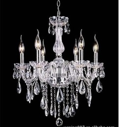 Lustre suspendu en cristal K9 à 6 branches, design vintage de luxe
