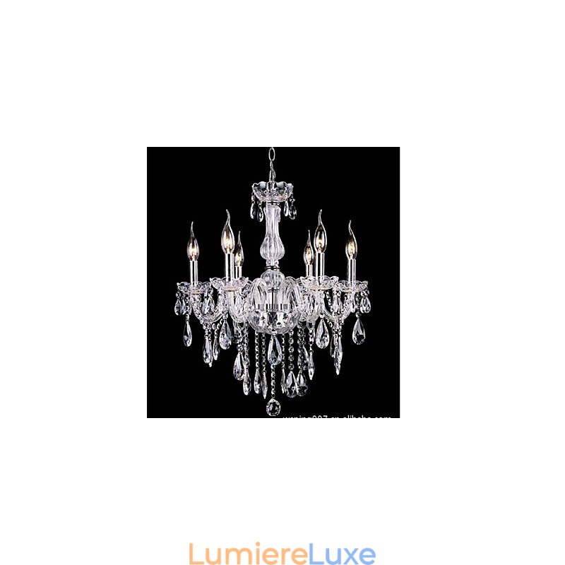 Lustre suspendu en cristal K9 à 6 branches, design vintage de luxe