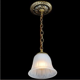 Suspension en bronze à motif abat-jour en verre style rétro européen classique