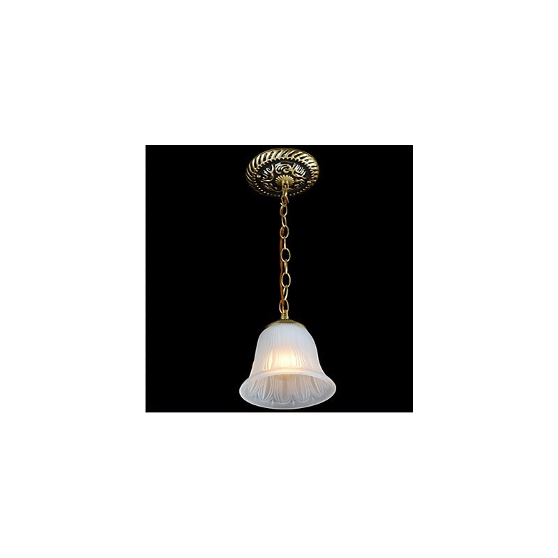 Suspension en bronze à motif abat-jour en verre style rétro européen classique