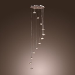 Suspension moderne contemporaine en métal chromé de style mini cristal