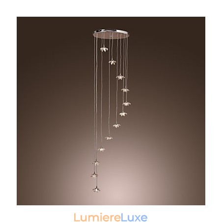 Suspension moderne contemporaine en métal chromé de style mini cristal Suspension moderne contemporaine en métal chromé de style mini cristal