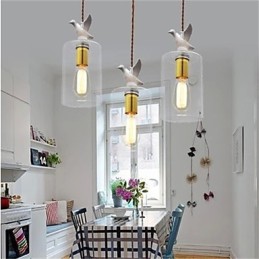 Lustre en verre créatif en forme d'oiseau avec abat-jour en verre