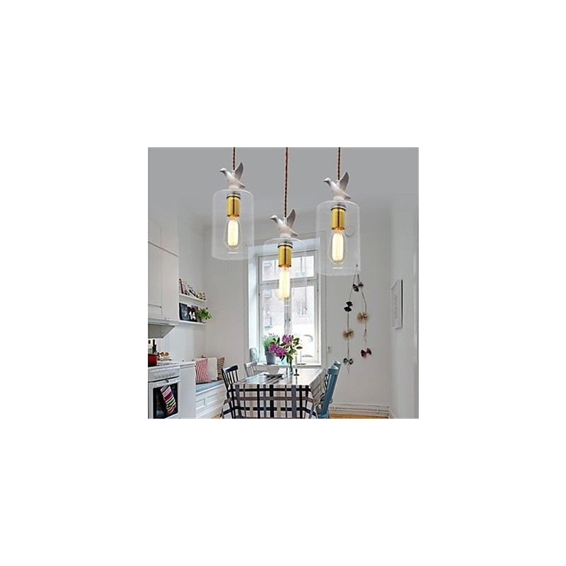Lustre en verre créatif en forme d'oiseau avec abat-jour en verre
