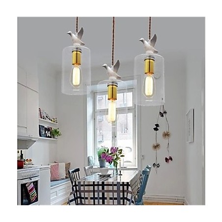 Lustre en verre créatif en forme d'oiseau avec abat-jour en verre Lustre en verre créatif en forme d'oiseau avec abat-jour en verre