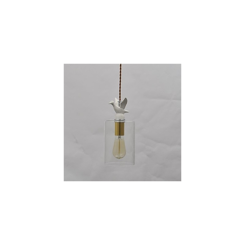 Lustre en verre créatif en forme d'oiseau avec abat-jour en verre