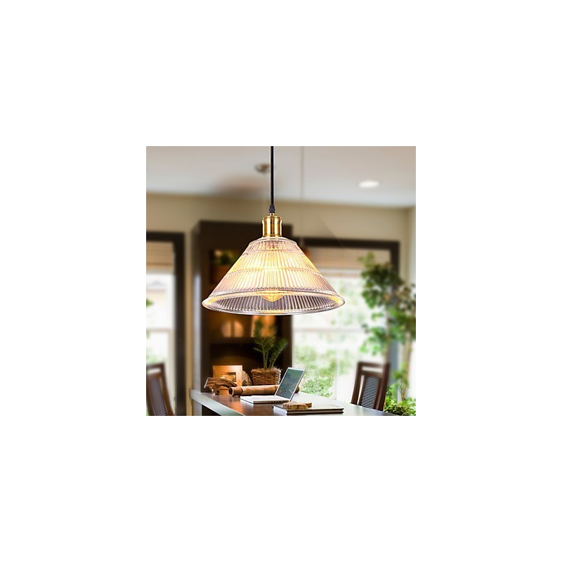 Lampe à suspension rétro en verre industriel rural américain contracté