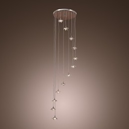 Suspension moderne contemporaine en métal chromé de style mini cristal