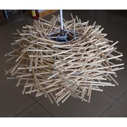 Plafonnier contemporain et contracté 1 lumière en bois tissé à la main