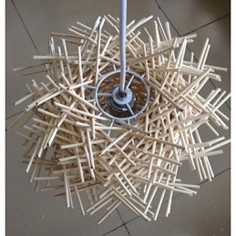 Plafonnier contemporain et contracté 1 lumière en bois tissé à la main