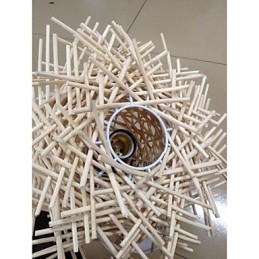Plafonnier contemporain et contracté 1 lumière en bois tissé à la main