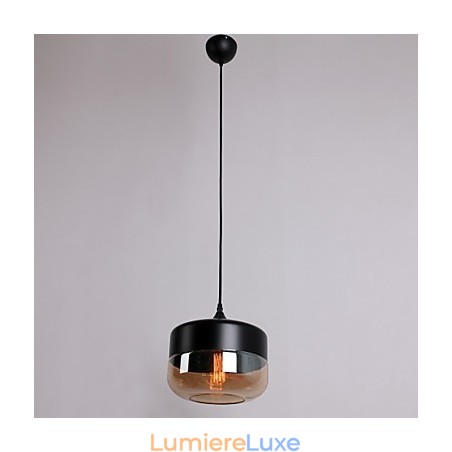 Suspension rétro en verre plaqué à 1 lumière Suspension rétro en verre plaqué à 1 lumière
