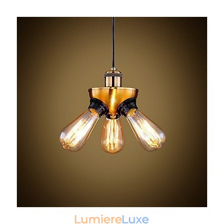 Lampe suspendue industrielle de style country américain, tête en cuivre, trois pieds Lampe suspendue industrielle de style country américain, tête en cuivre, trois pieds