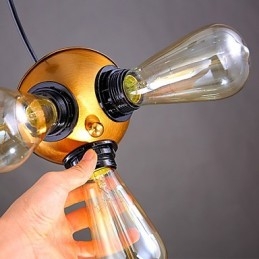 Lampe suspendue industrielle de style country américain, tête en cuivre, trois pieds