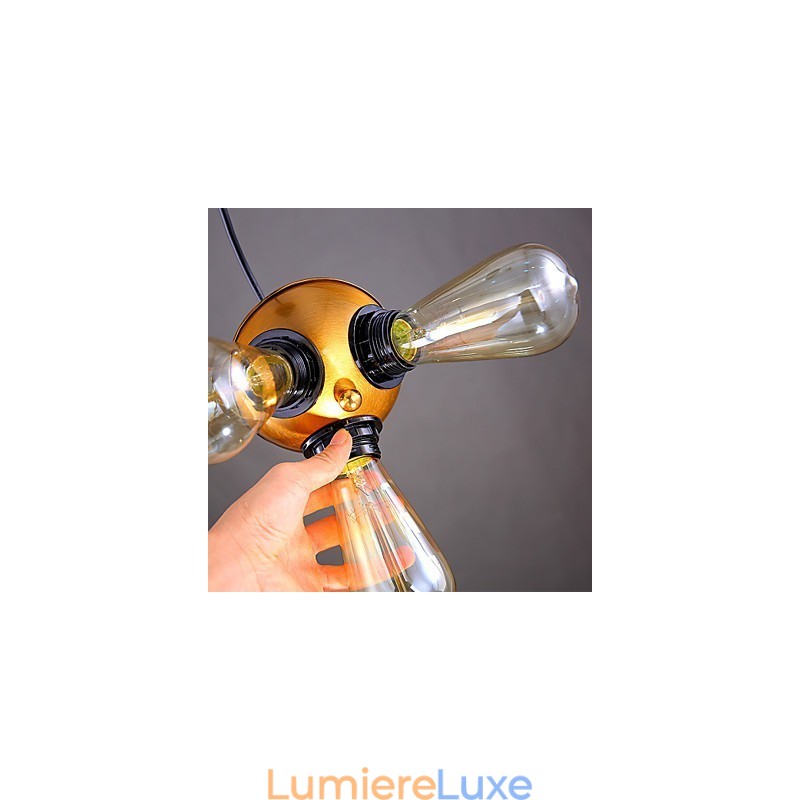 Lampe suspendue industrielle de style country américain, tête en cuivre, trois pieds
