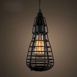 Lampe suspendue à tête unique en fer forgé, style industriel américain, restauration des anciennes méthodes
