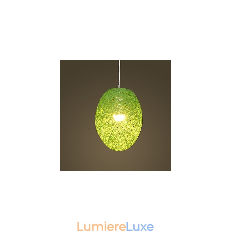 Lampe suspendue à tête unique en rotin tressé moderne et rural