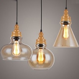 Lampe en cristal à grain de bois créative d'Amérique du Nord, restaurant les anciennes manières de la lampe