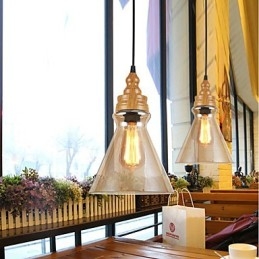 Lampe en cristal à grain de bois créative d'Amérique du Nord, restaurant les anciennes manières de la lampe