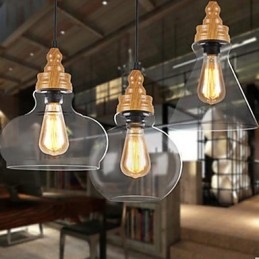 Lampe en cristal à grain de bois créative d'Amérique du Nord, restaurant les anciennes manières de la lampe