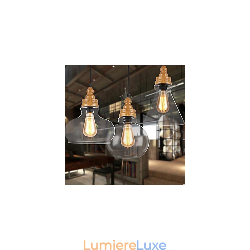 Lampe en cristal à grain de bois créative d'Amérique du Nord, restaurant les anciennes manières de la lampe