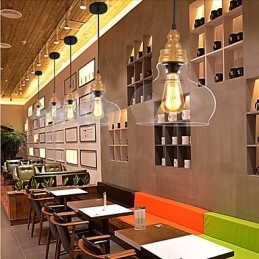 Lampe en cristal à grain de bois créative d'Amérique du Nord, restaurant les anciennes manières de la lampe