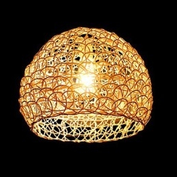 Lampe suspendue à tête unique en rotin tressé moderne et rural