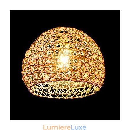 Lampe suspendue à tête unique en rotin tressé moderne et rural Lampe suspendue à tête unique en rotin tressé moderne et rural