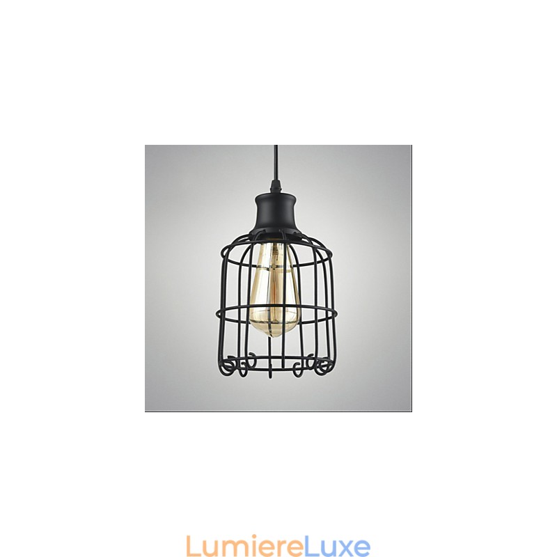 Lampe suspendue vintage Edison avec abat-jour cage