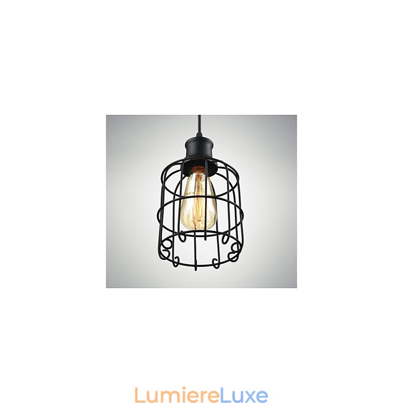 Lampe suspendue vintage Edison avec abat-jour cage