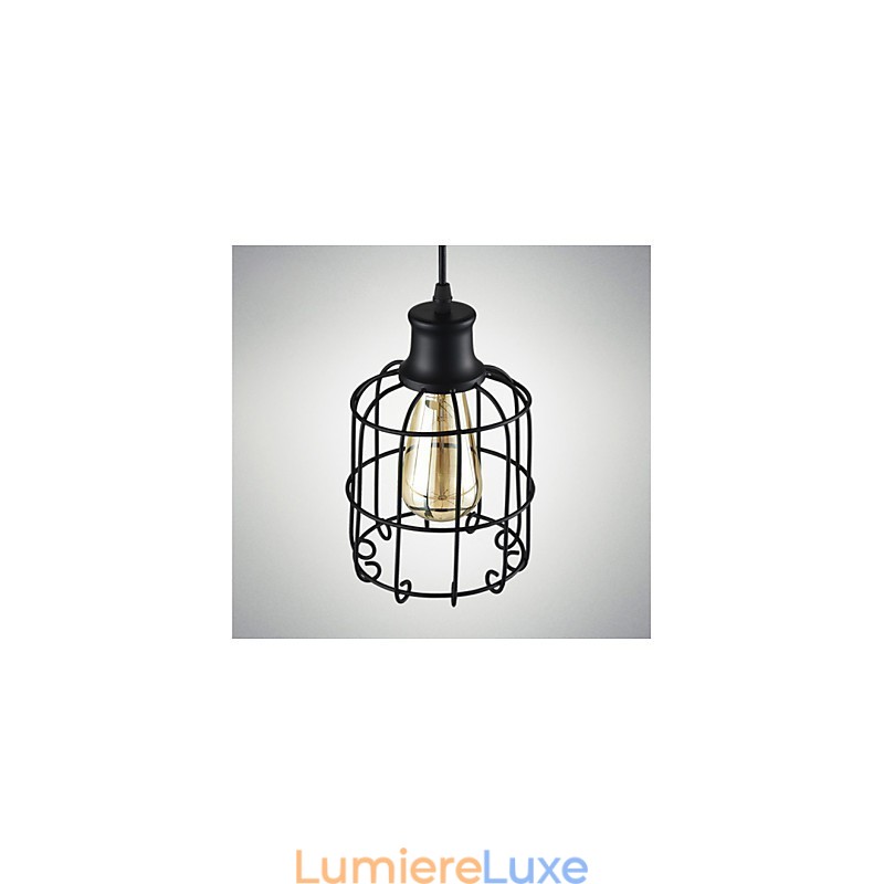 Lampe suspendue vintage Edison avec abat-jour cage