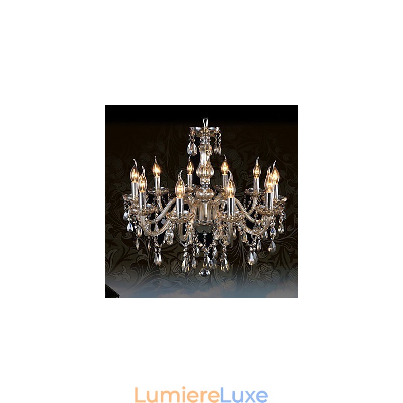 Lustre en cristal de luxe à 10 lumières, couleur cognac, lustre en cristal K9
