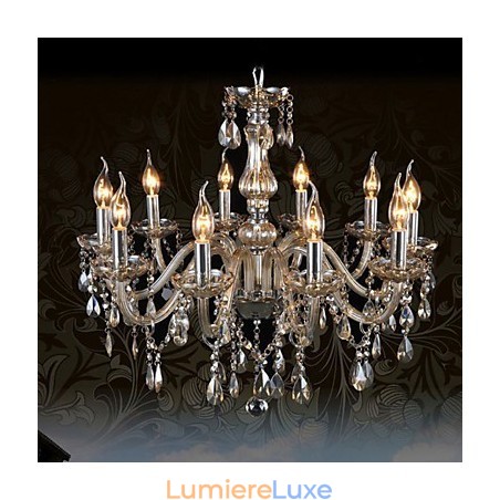 Lustre en cristal de luxe à 10 lumières, couleur cognac, lustre en cristal K9 Lustre en cristal de luxe à 10 lumières, couleur cognac, lustre en cristal K9