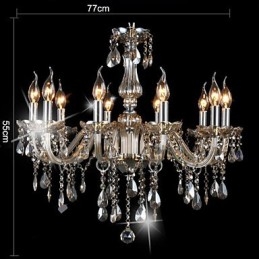 Lustre en cristal de luxe à 10 lumières, couleur cognac, lustre en cristal K9
