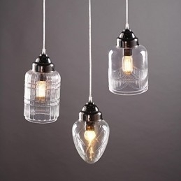 Suspension en verre nickelé style moderne, contemporain, traditionnel, classique, vintage, style campagne, salle à manger