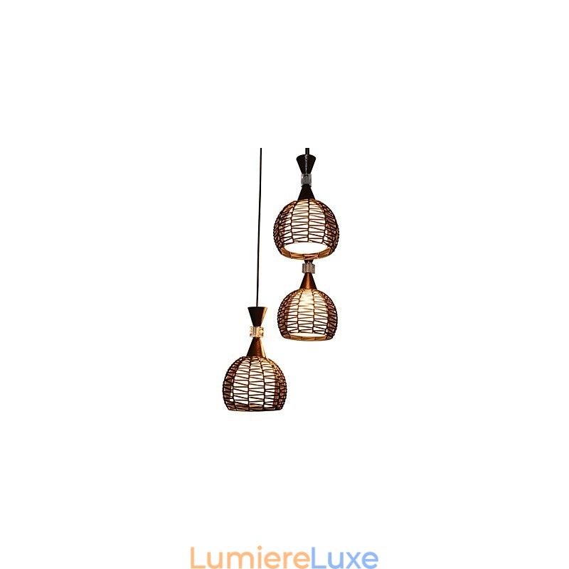 Lampe à suspension classique en tissage d'art rural Cany