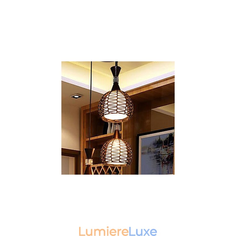 Lampe à suspension classique en tissage d'art rural Cany