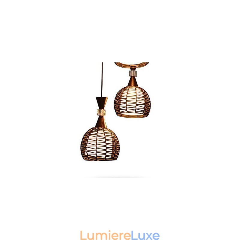 Lampe à suspension classique en tissage d'art rural Cany