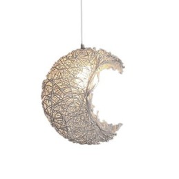 Lampe suspendue à tête unique en rotin tressé moderne et rural