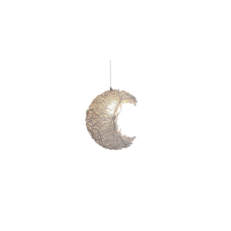 Lampe suspendue à tête unique en rotin tressé moderne et rural